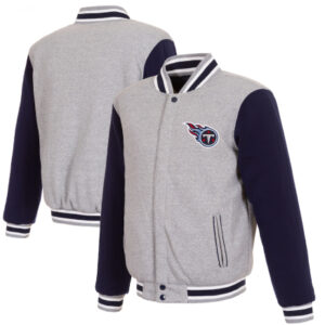 Tennessee Titans JH Design Gray and Navy Varsity Jacket