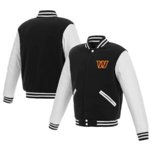 Washington Commanders Black And White Varsity Jacket