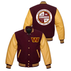 Washington Commanders Maroon and Yellow Letterman Varsity Jacket