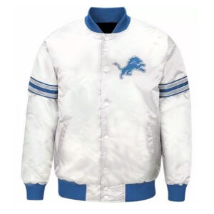 Detroit Lion Striped White Varsity Jacket