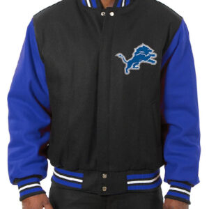 Detroit Lions Black and Royal Blue Varsity Jacket