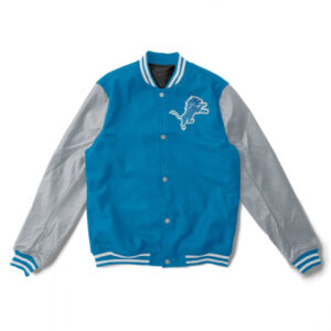 Detroit Lions Gray and Light Blue Varsity Jacket