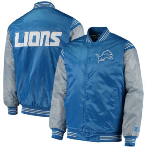 Detroit Lions Starter Enforcer Blue And Silver Varsity Jacket