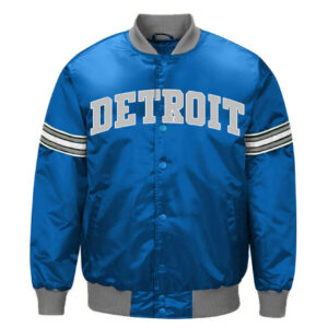 Detroit Lions Striped Blue Satin Jacket