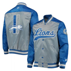 Detroit Lions The Tradition II Grey and Blue Varsity Jacket