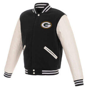 Green Bay Packers Black And White Varsity Jacket
