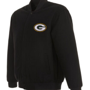 Green Bay Packers Black Bomber Varsity Jacket