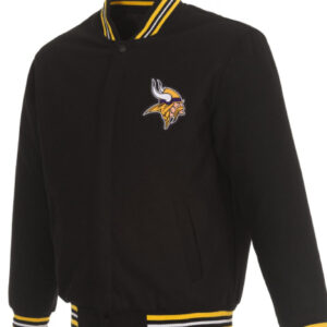 Minnesota Vikings Black Bomber Varsity Jacket