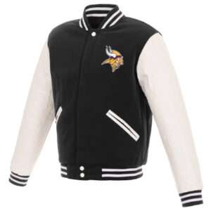 Minnesota Vikings Black and White Varsity Jacket