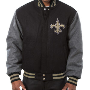 New Orleans Saints Big & Tall Black And Gray Varsity Jacket