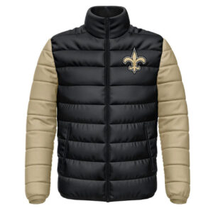 New Orleans Saints Black and Beige Puffer Jacket
