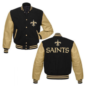 New Orleans Saints Black and Gold Letterman Varsity Jacket