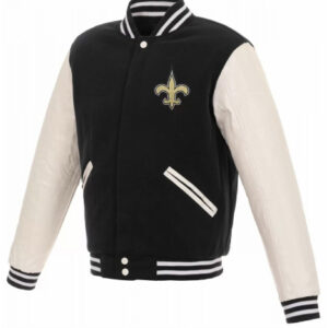 New Orleans Saints Black and White Varsity Jacket