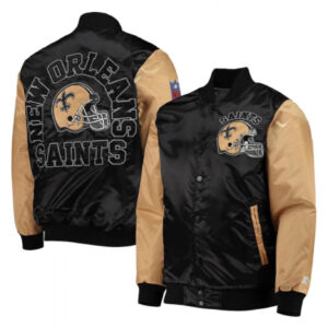 New Orleans Saints Locker Room Throwback Black/Gold Satin Jacket
