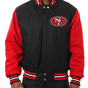 San Francisco 49ers Black And Scarlet Varsity Jacket