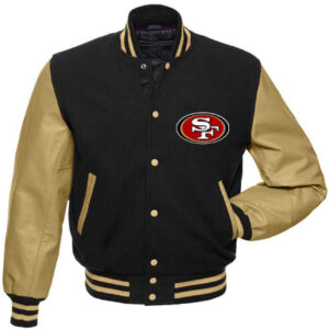 San Francisco 49ers Black Letterman Varsity Jacket