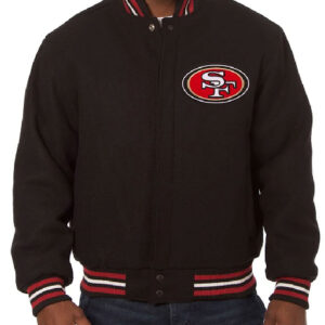 San Francisco 49ers Embroidered Black Varsity Jacket