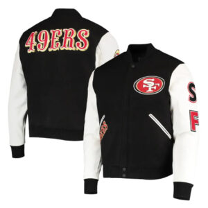 San Francisco 49ers Logo Black And White Letterman Jacket