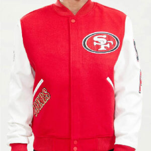 San Francisco 49ers Logo Red And Black Letterman Jacket