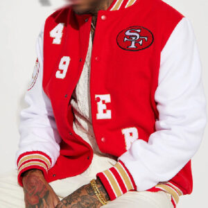 San Francisco 49ers Red and White Letterman Jacket