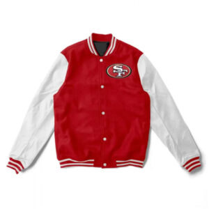 San Francisco 49ers Red and White Varsity Jacket