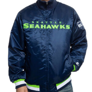 Seattle Seahawks Embroidery Navy Blue Varsity Jacket