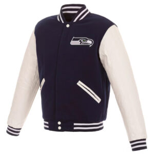 Seattle Seahawks Navy and White Varsity Jacket