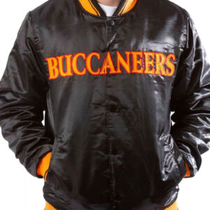 Tampa Bay Buccaneers Orange/Red Logo Black Varsity Jacket