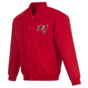 Tampa Bay Buccaneers Poly Twill Red Varsity Jacket